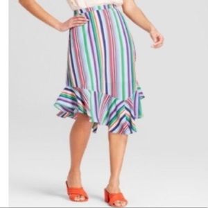 Asymmetrical striped skirt